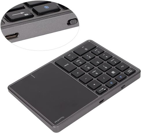 2 in 1 Wireless Numeric Keypad, Iron Gray Bluetooth Number Pad with 2.4G Touchpad & Type-C Charging, 22 Keys for PC/Laptop/Desktop, Compatible with Windows/iOS/Android/OS X in Saudi Arabia