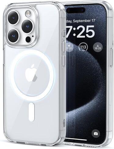 حافظة غير قابلة للكسر لهاتف iPhone 15، [متوافقة مع MagSafe] [مقاومة للصدمات من الدرجة العسكرية] [غير قابلة للانزلاق] ظهر شفاف غير لامع وغطاء حماية ناعم من مادة TPU لهاتف iPhone 15 مقاس 6.1 بوصة، أسود in Saudi Arabia