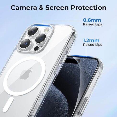 حافظة غير قابلة للكسر لهاتف iPhone 15، [متوافقة مع MagSafe] [مقاومة للصدمات من الدرجة العسكرية] [غير قابلة للانزلاق] ظهر شفاف غير لامع وغطاء حماية ناعم من مادة TPU لهاتف iPhone 15 مقاس 6.1 بوصة، أسود in Saudi Arabia
