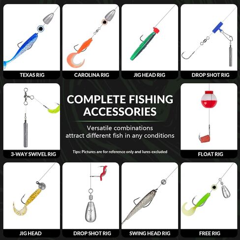 THKFISH 375pcs Fishing Accessories Kit, Double sided Organized Fishing Tackle Box with Tackle Included Hooks, Weights Sinkers, Bass Fishing Gear Gifts in Saudi Arabia