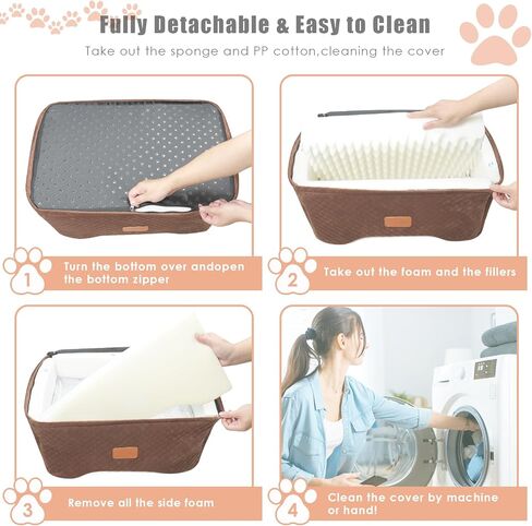 Memory Foam Booster Dog Car Seat Medium Dogs, Elevated Pet Car Seat Under 45 LBS, Detachable Washable, Anti-Slip Dog Booster Seat for Car Back Seat Only, Travel Dog Car Bed, Dog Seat Belt in Saudi Arabia