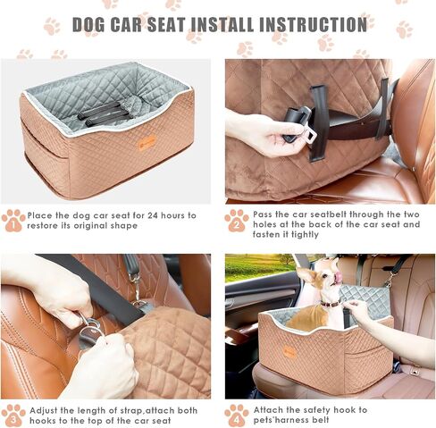 Memory Foam Booster Dog Car Seat Medium Dogs, Elevated Pet Car Seat Under 45 LBS, Detachable Washable, Anti-Slip Dog Booster Seat for Car Back Seat Only, Travel Dog Car Bed, Dog Seat Belt in Saudi Arabia