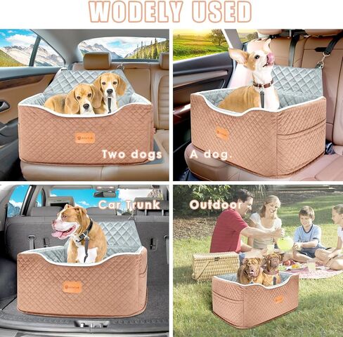 Memory Foam Booster Dog Car Seat Medium Dogs, Elevated Pet Car Seat Under 45 LBS, Detachable Washable, Anti-Slip Dog Booster Seat for Car Back Seat Only, Travel Dog Car Bed, Dog Seat Belt in Saudi Arabia