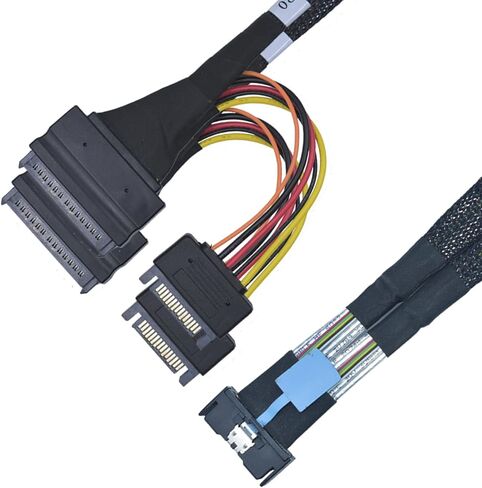 PCIE 4.0 MCIO X8 إلى 2 X SFF-8639 Cable لـ U.2 NVME SSD مع طاقة 15Pin (1.6 قدم (50 سم)) in Kuwait