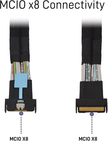 PCIE 4.0 MCIO X8 إلى 2 X SFF-8639 Cable لـ U.2 NVME SSD مع طاقة 15Pin (1.6 قدم (50 سم)) in Kuwait