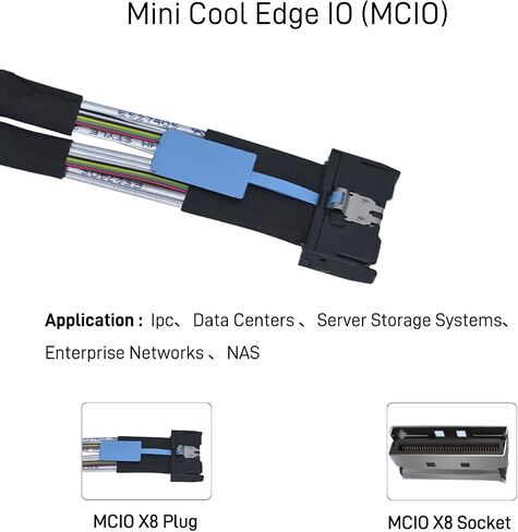 PCIE 4.0 MCIO X8 إلى 2 X SFF-8639 Cable لـ U.2 NVME SSD مع طاقة 15Pin (1.6 قدم (50 سم)) in Kuwait