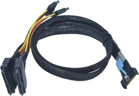 PCIE 4.0 MCIO X8 إلى 2 X SFF-8639 Cable لـ U.2 NVME SSD مع طاقة 15Pin (1.6 قدم (50 سم)) in Kuwait