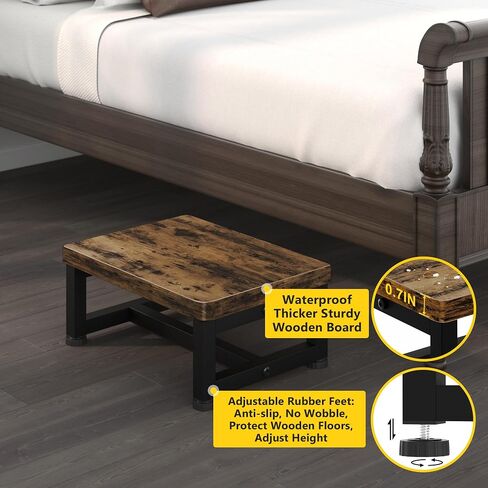Step Stools for Adults Kids, Sturdy Wooden Stepping Stools with 450LB Capacity, Anti-Slip Bed Steps Stool for High Beds, Foot Stool One Step Stool for Kitchen Bathroom Bedroom, Black in Saudi Arabia