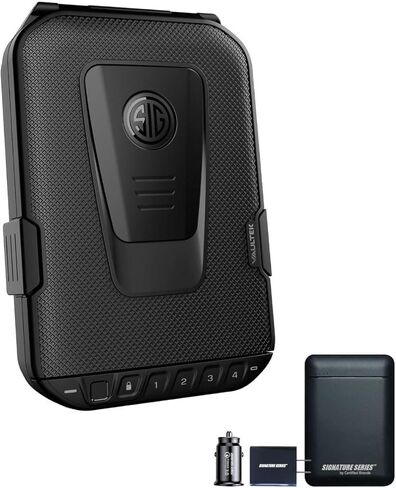 Vaultek LifePod 1.0 Sig Sauer Edition | صندوق قفل بيومترية الوعرة وآمنة قضية سفر مقاومة للماء | لوحة المفاتيح الخلفية ، وصول رمز 4 - DIGIT ، ومقلب مضاد للإعجاب | مجموعة سلسلة التوقيع in Kuwait