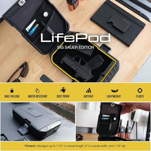 Vaultek LifePod 1.0 Sig Sauer Edition | صندوق قفل بيومترية الوعرة وآمنة قضية سفر مقاومة للماء | لوحة المفاتيح الخلفية ، وصول رمز 4 - DIGIT ، ومقلب مضاد للإعجاب | مجموعة سلسلة التوقيع in Kuwait