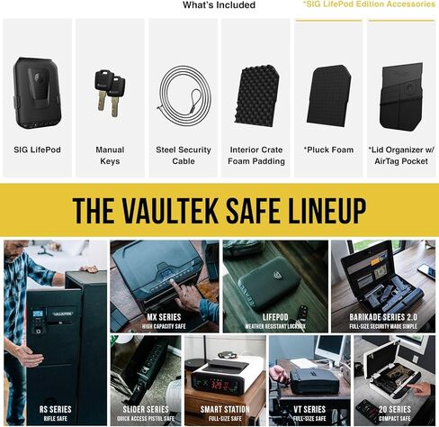 Vaultek LifePod 1.0 Sig Sauer Edition | صندوق قفل بيومترية الوعرة وآمنة قضية سفر مقاومة للماء | لوحة المفاتيح الخلفية ، وصول رمز 4 - DIGIT ، ومقلب مضاد للإعجاب | مجموعة سلسلة التوقيع in Kuwait
