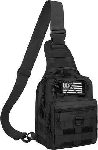 GMAK Tactical Sling Bag for Men, Small Tactical Shoulder Bag Backpack, Outdoor Military Rover Bags Travel Hiking Daypacks, Tactical EDC Crossbody Chest Bag Pack for Hiking, Cycling, Hunting, Black in Saudi Arabia