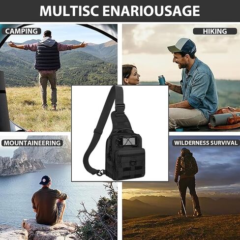 GMAK Tactical Sling Bag for Men, Small Tactical Shoulder Bag Backpack, Outdoor Military Rover Bags Travel Hiking Daypacks, Tactical EDC Crossbody Chest Bag Pack for Hiking, Cycling, Hunting, Black in Saudi Arabia