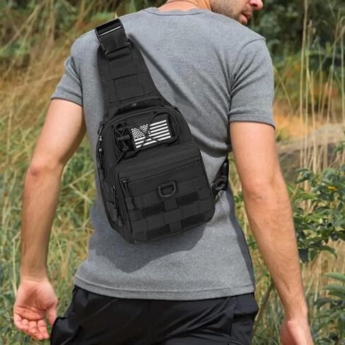 GMAK Tactical Sling Bag for Men, Small Tactical Shoulder Bag Backpack, Outdoor Military Rover Bags Travel Hiking Daypacks, Tactical EDC Crossbody Chest Bag Pack for Hiking, Cycling, Hunting, Black in Saudi Arabia