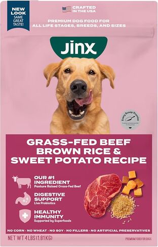 Jinx Premium Dry Dog Food, Real Salmon, Brown Rice & Sweet Potato Kibble with Superfoods & Probiotics, No Fillers, for All Lifestages, 11.5lb in Kuwait