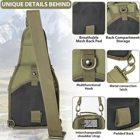 GMAK Tactical Sling Bag for Men, Small Tactical Shoulder Bag Backpack, Outdoor Military Rover Bags Travel Hiking Daypacks, Tactical EDC Crossbody Chest Bag Pack for Hiking, Cycling, Hunting, Black in Kuwait