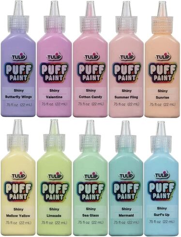 Tulip Puff Paint Glow in the Dark Colors 10-pack, Multi-Surface, Premium Quality, Nontoxic & Waterproof Craft Paint, Permanent on Fabric, 10-pack in Kuwait