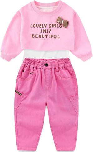 Peacolate 2-7t Spring Fall Summer Girls 3pcs مجموعة ملابس أبيض Tank Top Green Tirt و Joens for Kids Baby in Kuwait