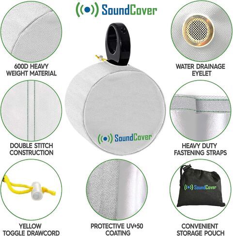 Black 600D Marine Wake Tower Speaker Covers – Large (H 14" × W 14" × D 12.8") – Weather-Resistant Covers for Marine & ATV Speakers in Kuwait