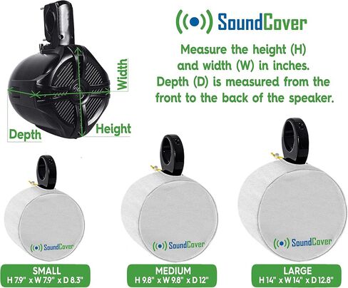 Black 600D Marine Wake Tower Speaker Covers – Large (H 14" × W 14" × D 12.8") – Weather-Resistant Covers for Marine & ATV Speakers in Kuwait