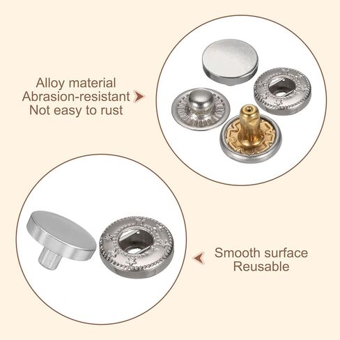 HARFINGTON 24 Set Leather Snap Fasteners Kit 17mm Metal Snap Button Press Studs Leather Rivets Snaps with 3 Setter Tools for Clothes Jackets Jeans Wears Bags, Gold in Saudi Arabia