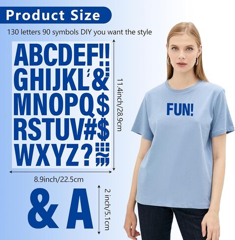 8 Sheets 352 Pieces Iron On Letters for Clothing, 2 Inch Heat Transfer Letter Patches, Colorful Iron On Vinyl Alphabet Letters with A-Z for Backpack，Jerseys，Fabric T-Shirts Printing DIY Craft in Saudi Arabia
