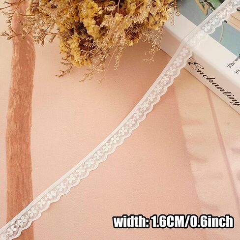 25 Yards White Elastic Lace Ribbon Lace Trim for Garment Sewing, Lace Choker, Curtain Edge Ornamnet, Decorative Ribbon for Sewing Project (White-02) in Kuwait