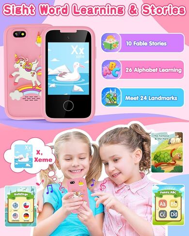 Kids Phone Toy for 3 4 5 6 Year Old, Touchscreen Kids Cell Phone Dual Camera with Music Player Flashlight Puzzle Games Alarm Learning Toys Christmas Birthday Gifts for Boys Ages 3-6 with SD Card Blue in Saudi Arabia