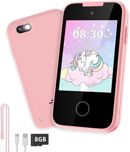 Kids Phone Toy for 3 4 5 6 Year Old, Touchscreen Kids Cell Phone Dual Camera with Music Player Flashlight Puzzle Games Alarm Learning Toys Christmas Birthday Gifts for Boys Ages 3-6 with SD Card Blue in Saudi Arabia