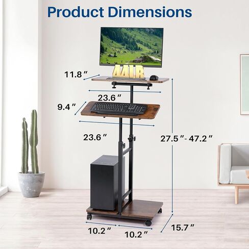 Multi-Purpose Lecterns & Podiums, Portable Mobile Standing Laptop Desk, Height Adjustable Rolling Podium Stand with Storage 2 Swivel Top,Sit Stand Lectern Desk Workstation for Classroom Church (Black) in Saudi Arabia