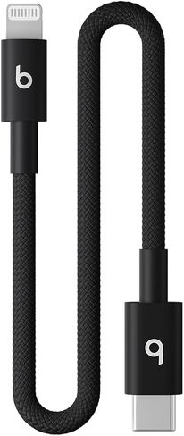 Beats USB-C to Lightning Woven Cable Fast Charging Durable/Tangle-Free Compatible Charger for Apple Devices w Lightning Ports (1.5 m, 5 ft) - Bolt Black in Saudi Arabia