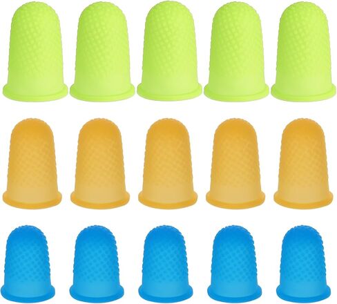 15 pcs Rubber Finger Thimbles 3 Different Colors Finger Protector Covers Reusable Finger Tip Protector Pads Grips for Paperwork Cutting Embroidery Money Counting Crafts Making in Saudi Arabia