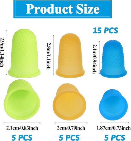 15 pcs Rubber Finger Thimbles 3 Different Colors Finger Protector Covers Reusable Finger Tip Protector Pads Grips for Paperwork Cutting Embroidery Money Counting Crafts Making in Saudi Arabia