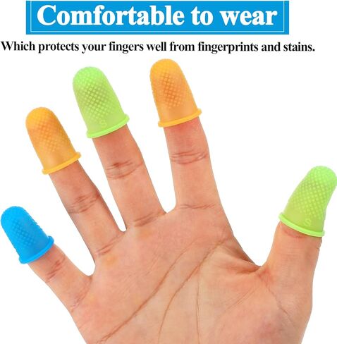 15 pcs Rubber Finger Thimbles 3 Different Colors Finger Protector Covers Reusable Finger Tip Protector Pads Grips for Paperwork Cutting Embroidery Money Counting Crafts Making in Saudi Arabia