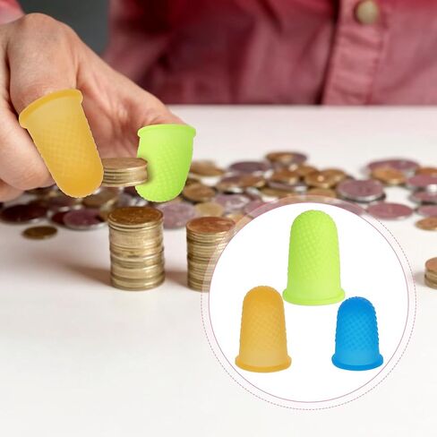 15 pcs Rubber Finger Thimbles 3 Different Colors Finger Protector Covers Reusable Finger Tip Protector Pads Grips for Paperwork Cutting Embroidery Money Counting Crafts Making in Saudi Arabia