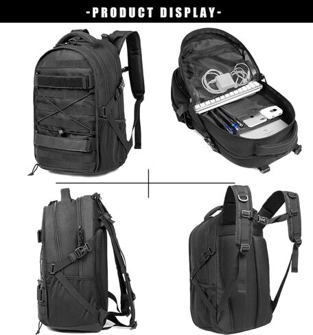 Tactical Military Backpack 30L Molle Assault Pack Army Rucksack, Heavy Duty for Hiking Camping Travel 3-Day Bug Out Bag (Black) in Kuwait