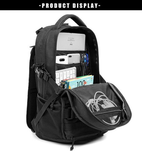 Tactical Military Backpack 30L Molle Assault Pack Army Rucksack, Heavy Duty for Hiking Camping Travel 3-Day Bug Out Bag (Black) in Kuwait