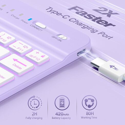 Cousper for iPad Mini 7 Keyboard Case A17 Pro 2024/iPad Mini 6 Generation Case with Keyboard 2021 8.3 Inch, Pencil Holder, 7 Color Backlit Detachable Keyboard Cover for iPad Mini 7th/6th Gen,Purple in Kuwait