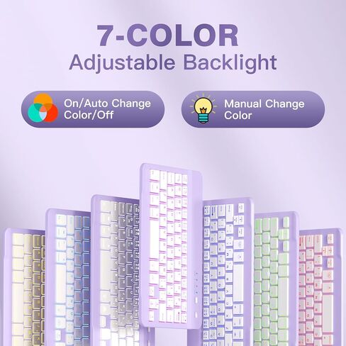 Cousper for iPad Mini 7 Keyboard Case A17 Pro 2024/iPad Mini 6 Generation Case with Keyboard 2021 8.3 Inch, Pencil Holder, 7 Color Backlit Detachable Keyboard Cover for iPad Mini 7th/6th Gen,Purple in Kuwait