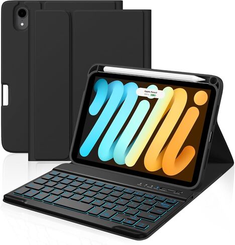Cousper for iPad Mini 7 Keyboard Case A17 Pro 2024/iPad Mini 6 Generation Case with Keyboard 2021 8.3 Inch, Pencil Holder, 7 Color Backlit Detachable Keyboard Cover for iPad Mini 7th/6th Gen,Purple in Kuwait