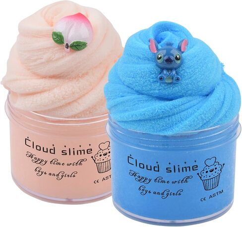 2 Pack Cloud Slime Kit with Red Watermelon and Mint Charms, Scented DIY Slime Supplies for Girls and Boys, Stress Relief Toy for Kids Education, Party Favor, Gift and Birthday in Saudi Arabia