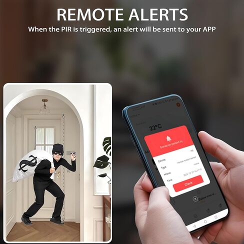 Smart Motion Sensor, WiFi PIR Motion Sensor for Alarm System, Mini Infrared Motion Sensor with App Remote Monitoring, Triggering Lights and Scenes, Compatible with Alexa.1 PCS in Kuwait