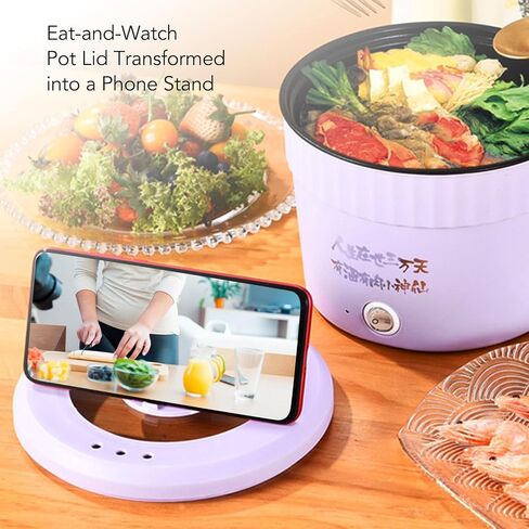 YOSOO 450W Electric Cooker Hot Pot Mini Electric Pot 1.2L,Rapid Noodles Cooker for Ramen Egg Pasta Multifunctional Cooker (US standard 110V), Purple, Yosoocdhmxtyzn4-11 in Kuwait