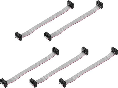 MECCANIXITY 5 Pcs IDC Flat Ribbon Cable, 2.54mm Pitch 13mm Width 30cm Long 10 to 16 Pin FC to FC Flat Ribbon Connector Jumper Wire for PC, LED Displays in Kuwait