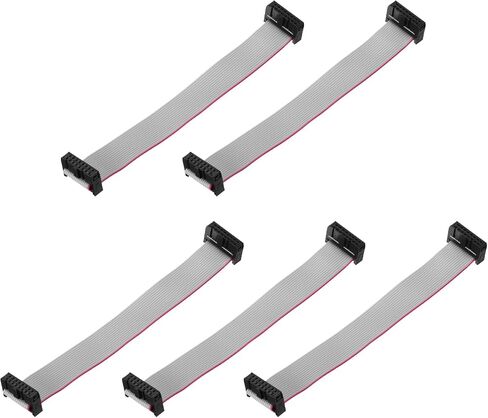 MECCANIXITY 5 Pcs IDC Flat Ribbon Cable, 2.54mm Pitch 13mm Width 30cm Long 10 to 16 Pin FC to FC Flat Ribbon Connector Jumper Wire for PC, LED Displays in Kuwait