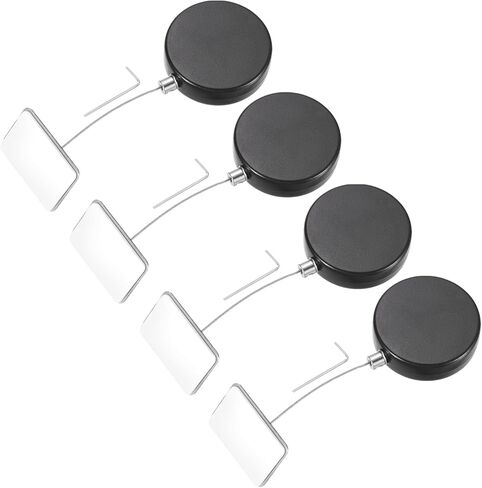 MECCANIXITY 3.3ft Retractable Cable Lock with Square Patch Remote Control Security Lock with Adjustable Cord Tether Anti Theft for Laptop, TV, 150 G, Black, 4 Pack in Kuwait