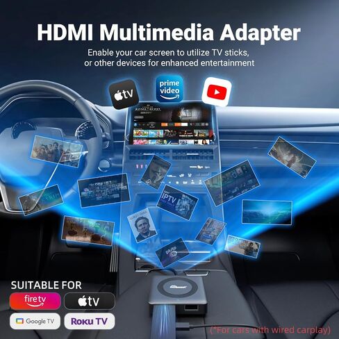 OTTOCAST Car TV Mate - Fire TV Stick Converter for Car - Plug & Play, Stable Fast, No Latency - Compatible with SetTop Box, Switch, etc - HDMI to USB Port Converter for The OEM factory CarPlay Cars in Saudi Arabia
