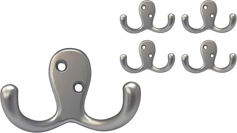 QCAA Double Robe Hook, 2-3/4", Zinc Die Cast, Matte White, 6 Pack, Made in Taiwan in Kuwait