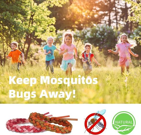 12 Pack Mosquito Repellent Bracelets, DEET-Free Natural Bands, PU Leather Insect & Bug Repellent Wrist Bands for Kids & Adults, Individually Wrapped in Kuwait