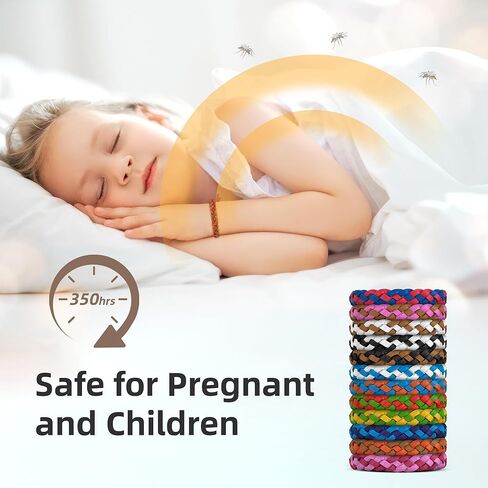 12 Pack Mosquito Repellent Bracelets, DEET-Free Natural Bands, PU Leather Insect & Bug Repellent Wrist Bands for Kids & Adults, Individually Wrapped in Kuwait